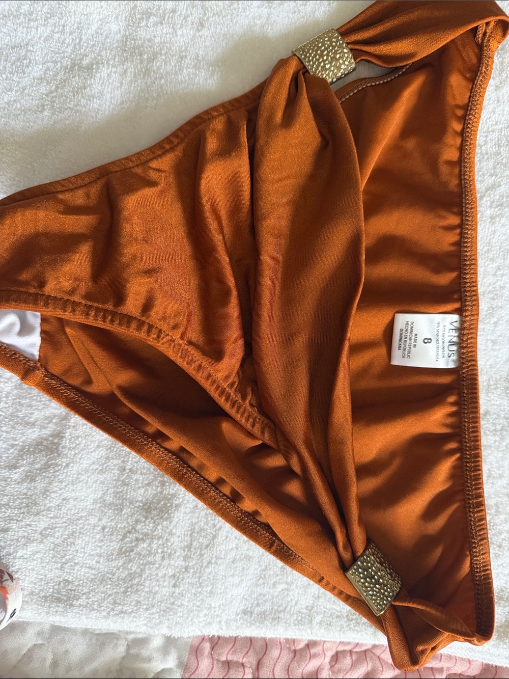 VENUS Rust Orange Bikini Bottom with Gold Accents